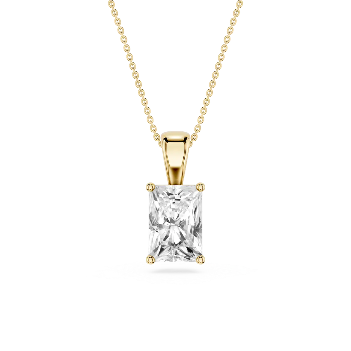 2 Carat Radiant Lab Grow Diamond Classic 4 Prong Solitair Pendant