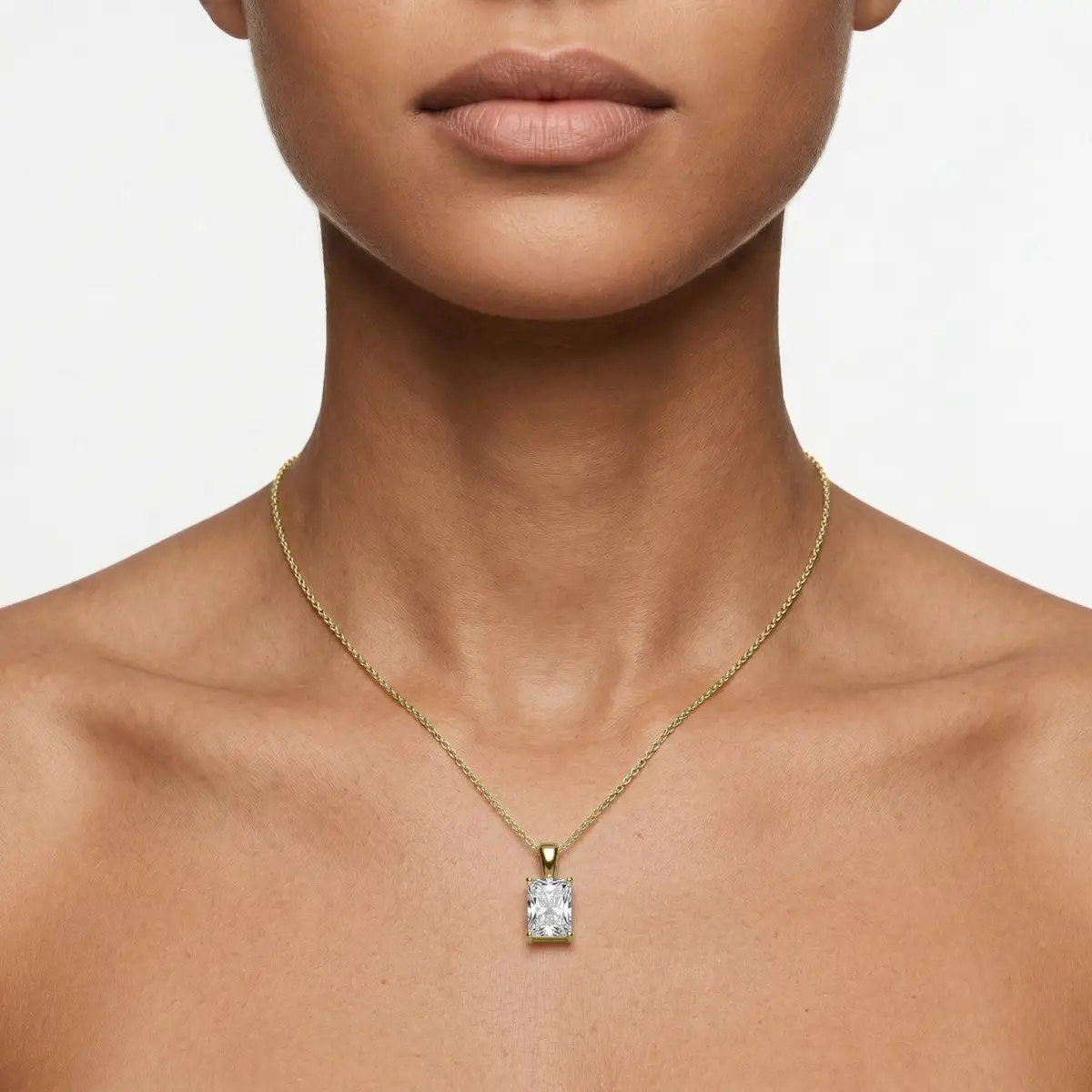 2 Carat Radiant Lab Grow Diamond Classic 4 Prong Solitair Pendant