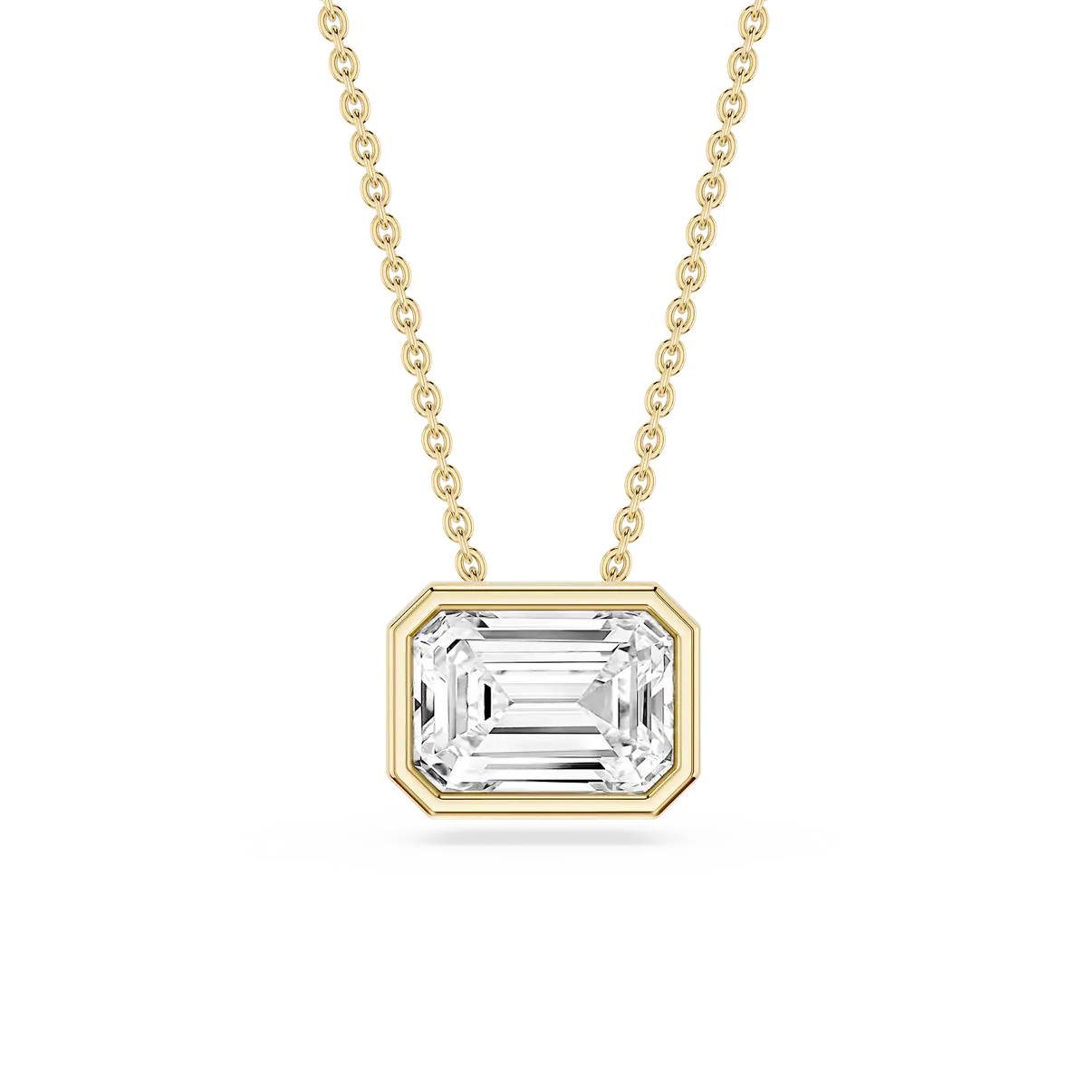 1 Carat Emerald Lab Grown Diamond Bezel Solitaire Pendant