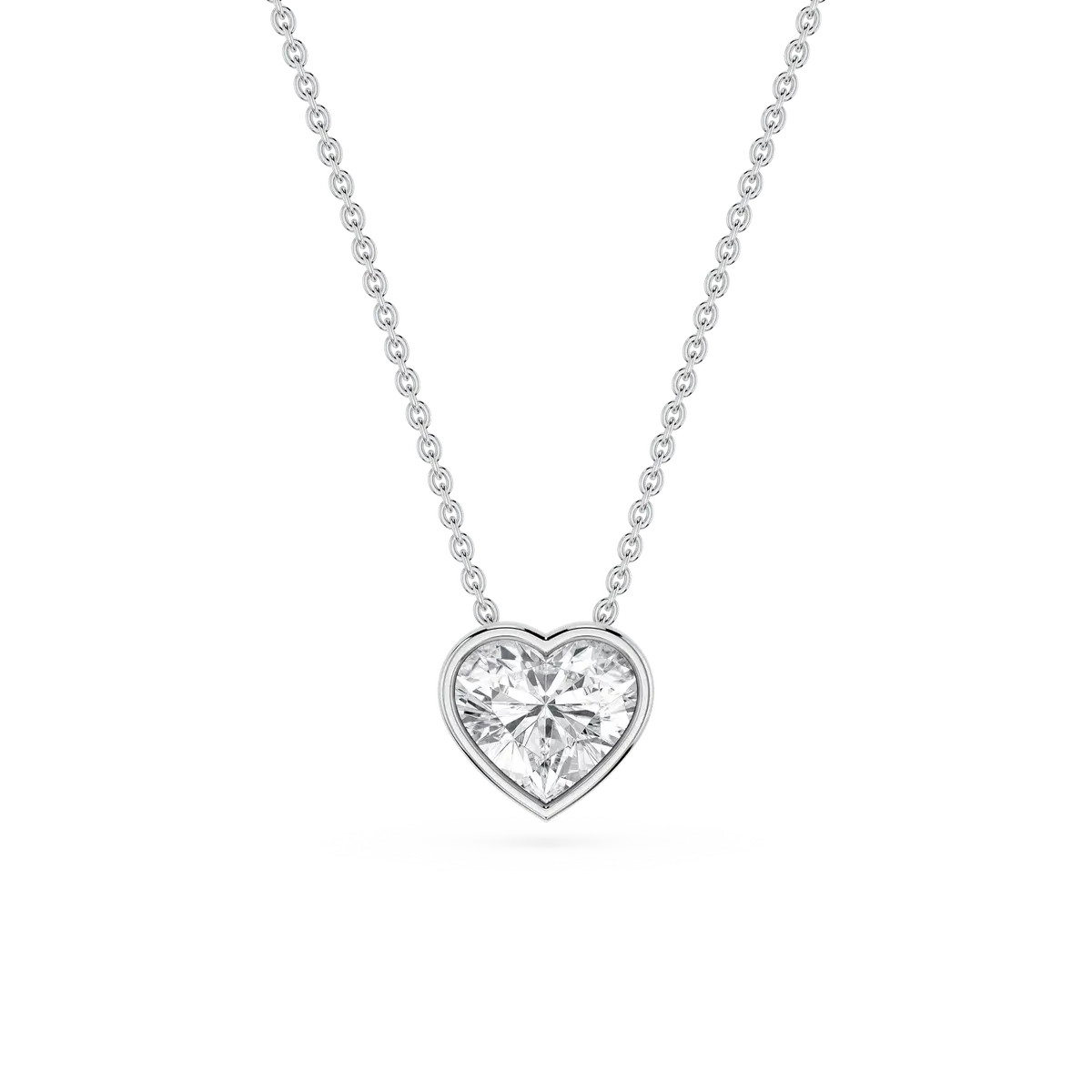 1 Carat Heart Lab Grown Diamond Bezel Solitaire Pendant