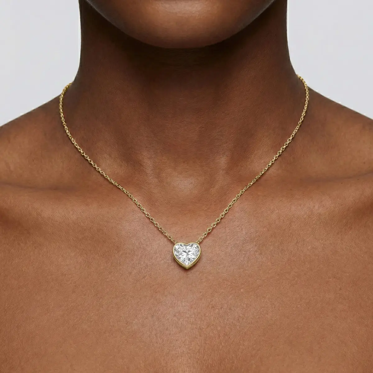 2 Carat Heart Lab Grown Diamond Bezel Solitaire Pendant