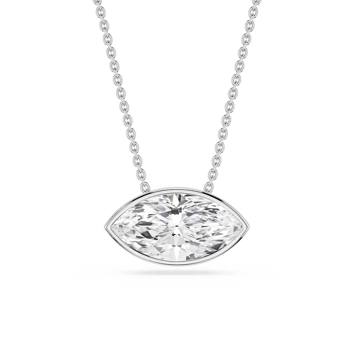 1 Carat Marquise Lab Grown Diamond Bezel Solitaire Pendant