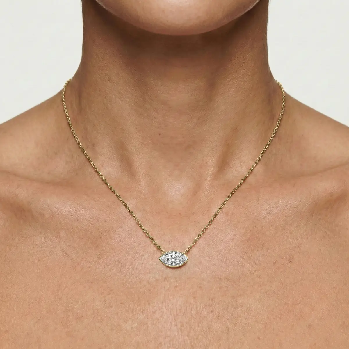 2 Carat Marquise Lab Grown Diamond Bezel Solitaire Pendant