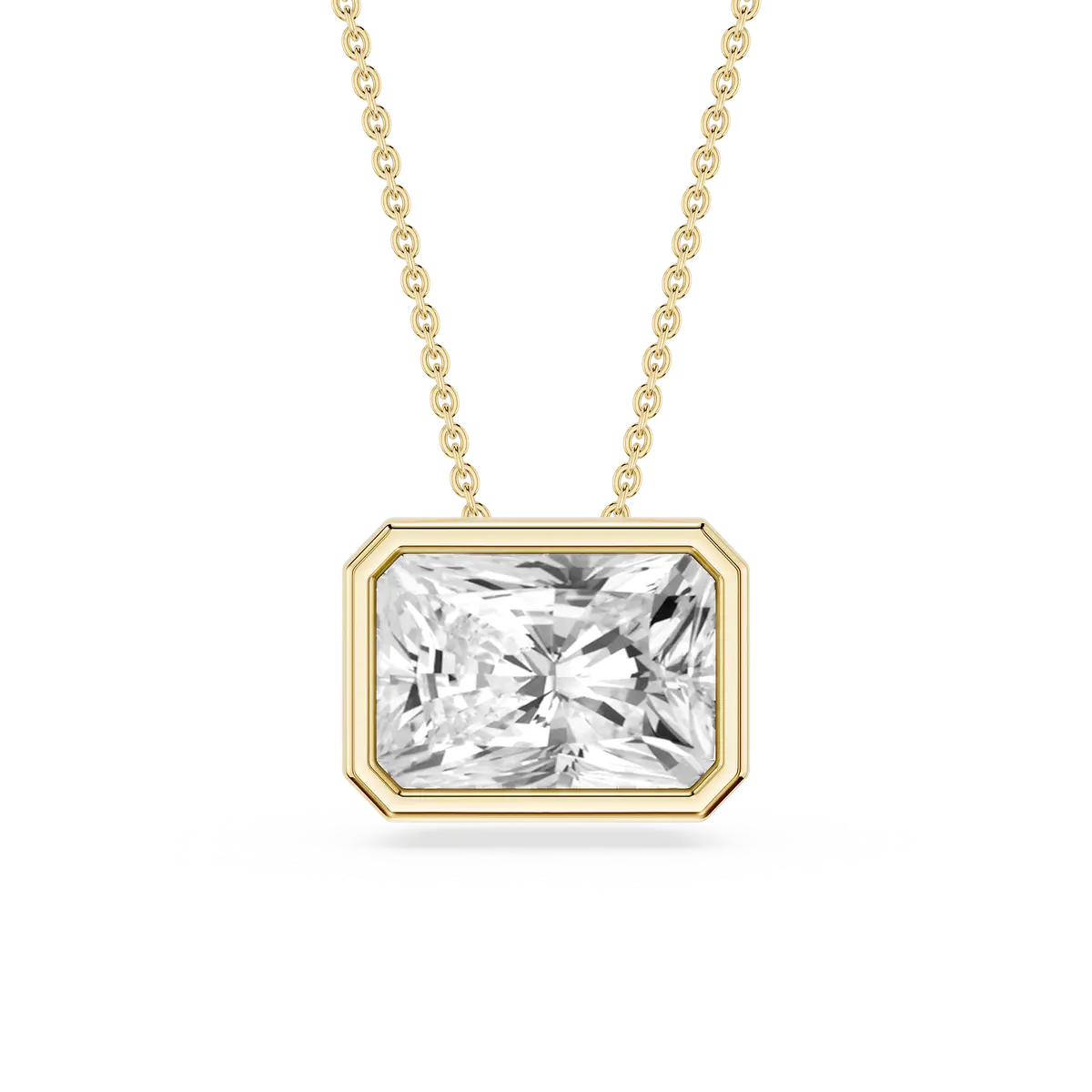 2 Carat Radiant Lab Grown Diamond Bezel Solitaire Pendant