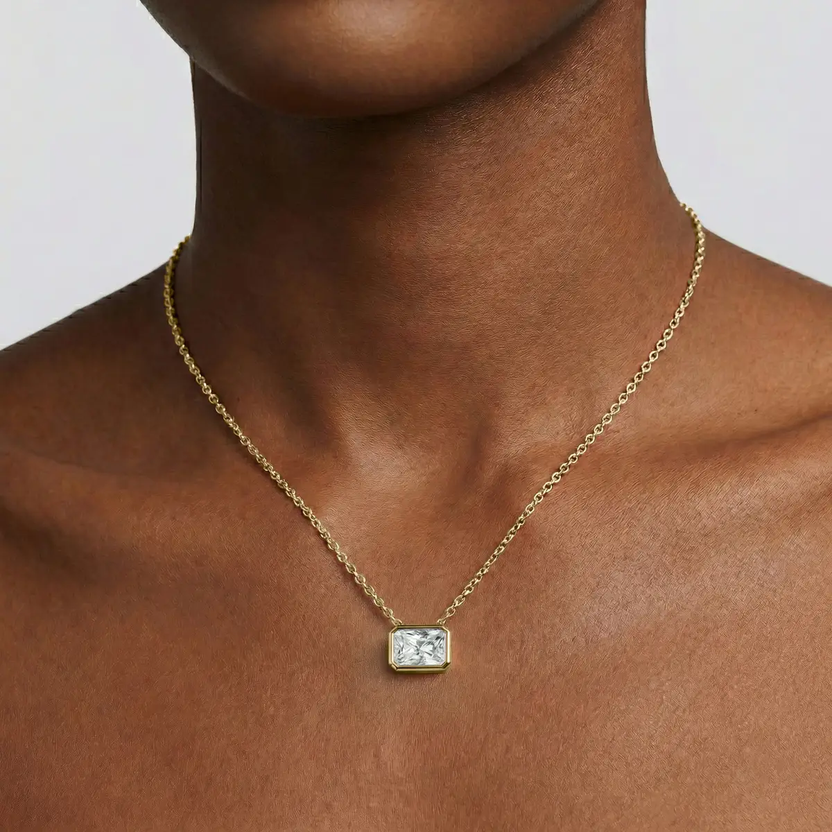 2 Carat Radiant Lab Grown Diamond Bezel Solitaire Pendant