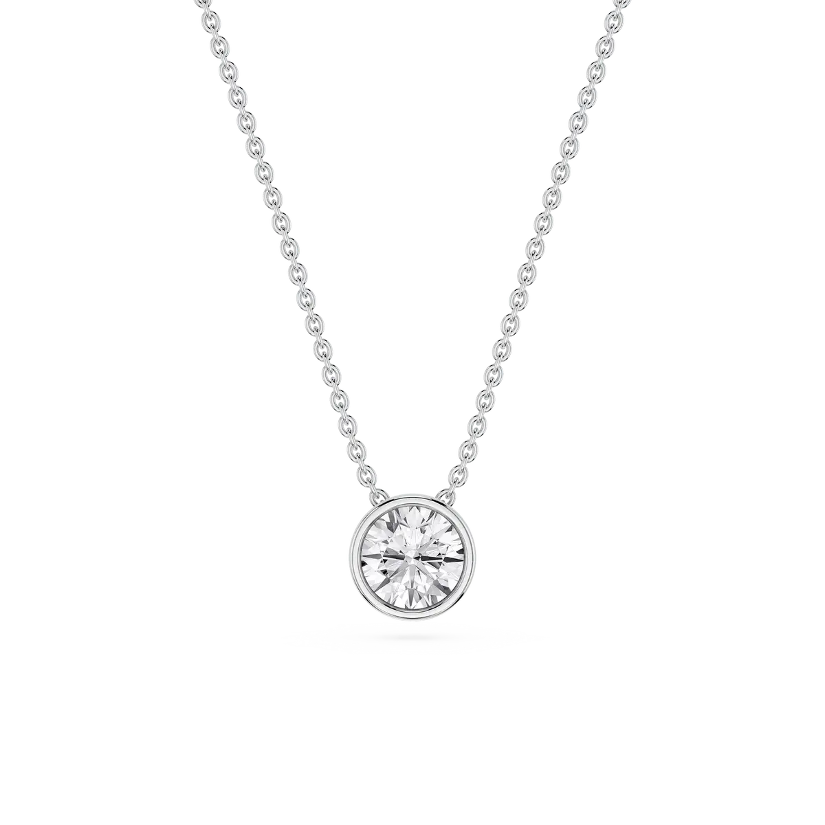 1 carat Round Lab Grown Diamond Bezel Solitaire Pendant