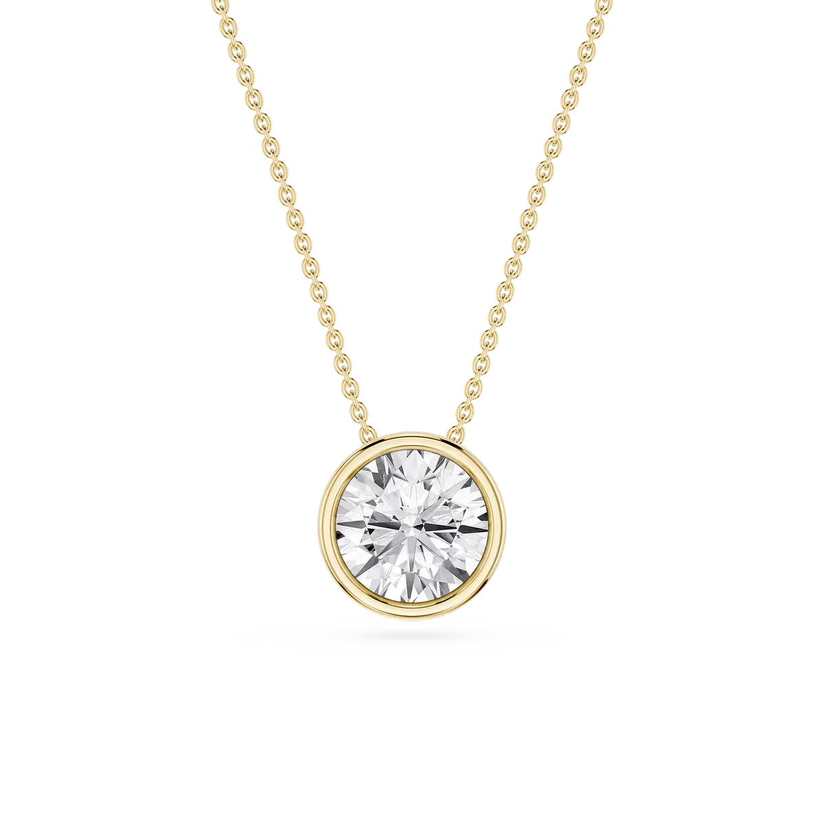 2 carat Round Lab Grown Diamond Bezel Solitaire Pendant