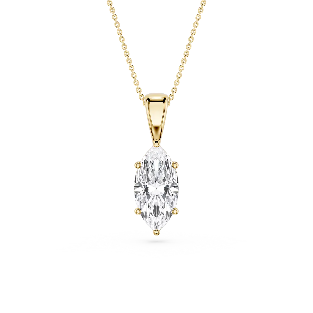 2 Carat Marquise Lab Grow Diamond Classic 4 Prong Solitair Pendant