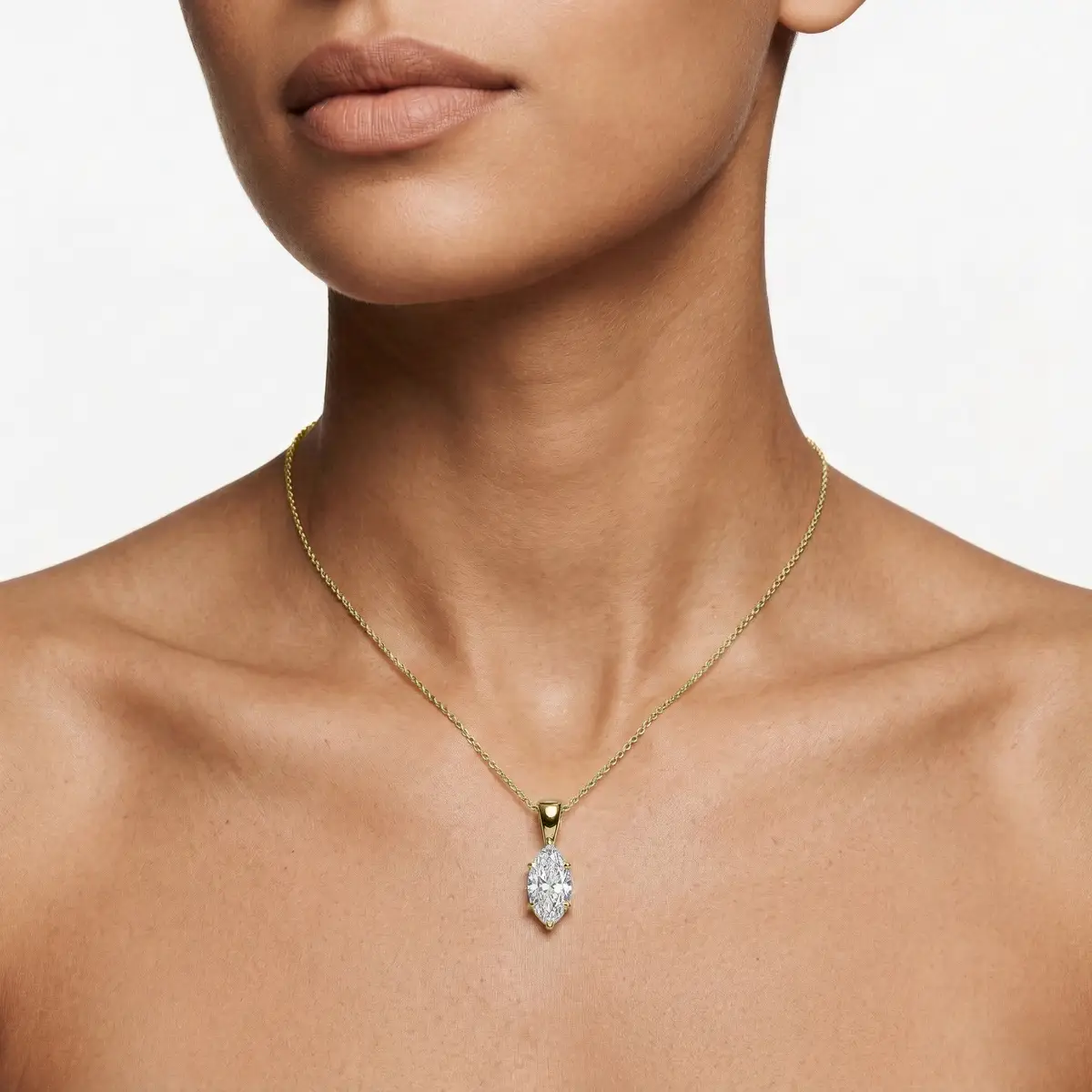 2 Carat Marquise Lab Grow Diamond Classic 4 Prong Solitair Pendant