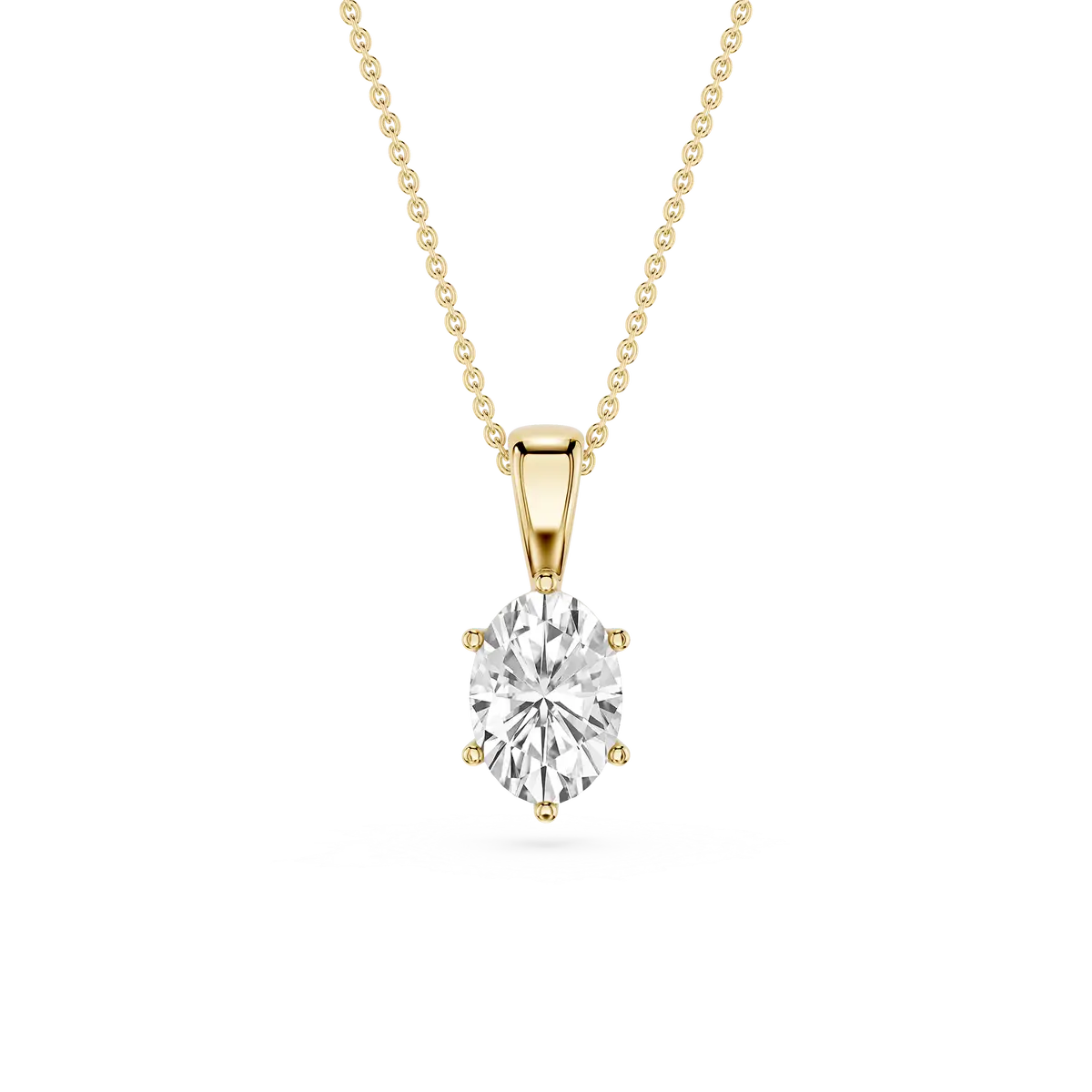 1 Carat Oval Lab Grow Diamond Classic 6 Prong Solitair Pendant