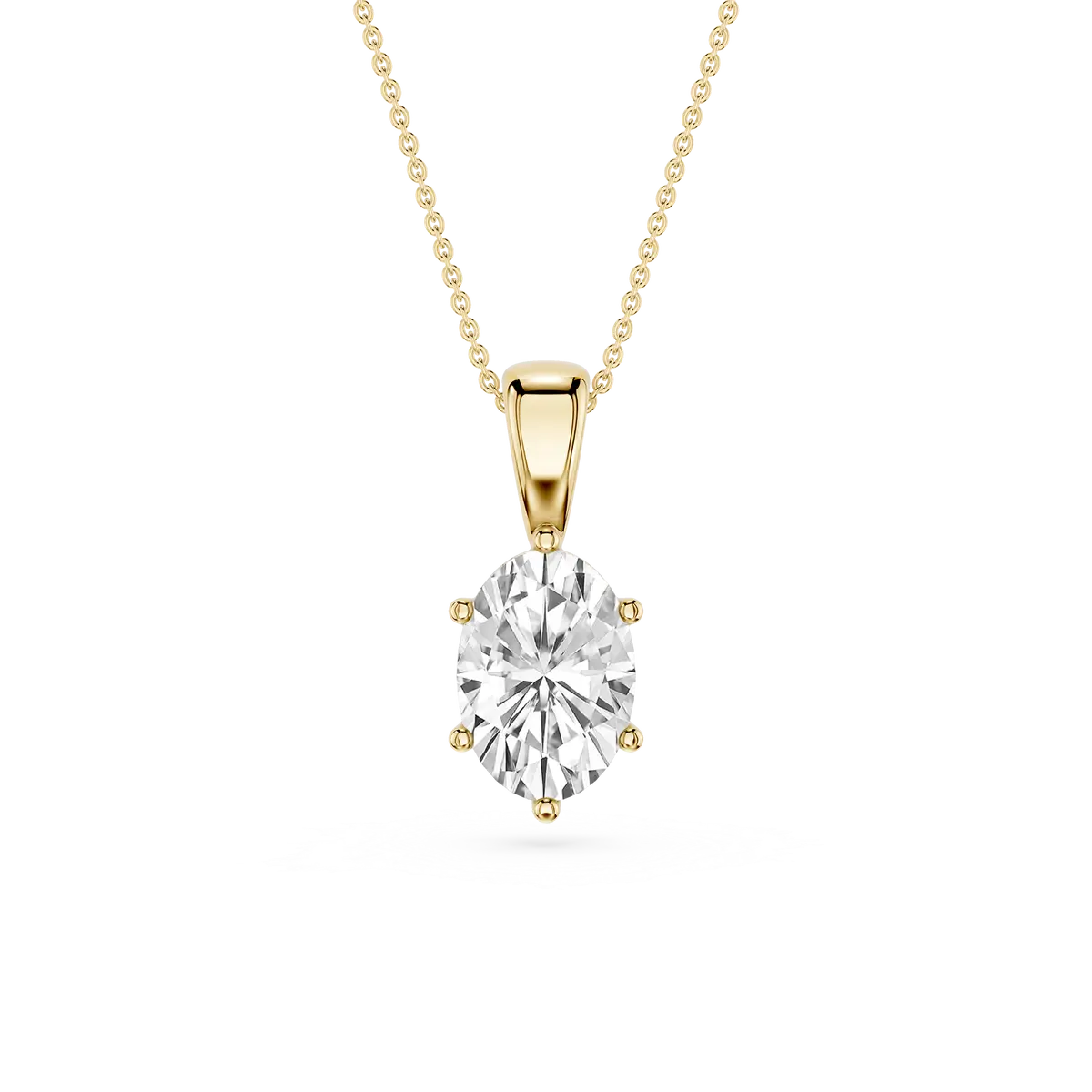 2 Carat Oval Lab Grow Diamond Classic 4 Prong Solitair Pendant