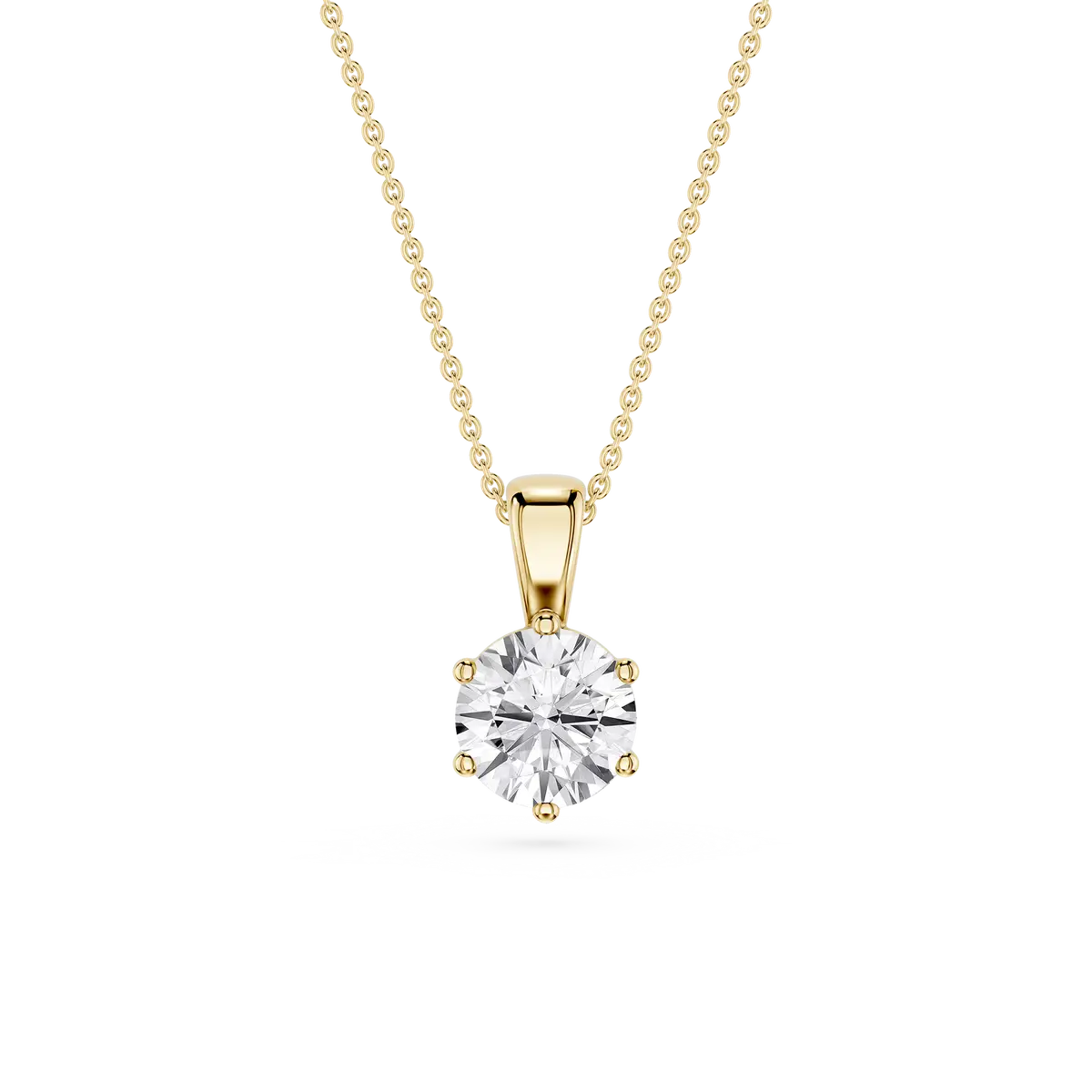 1 Carat Round Lab Grow Diamond Classic 6 Prong Solitair Pendant
