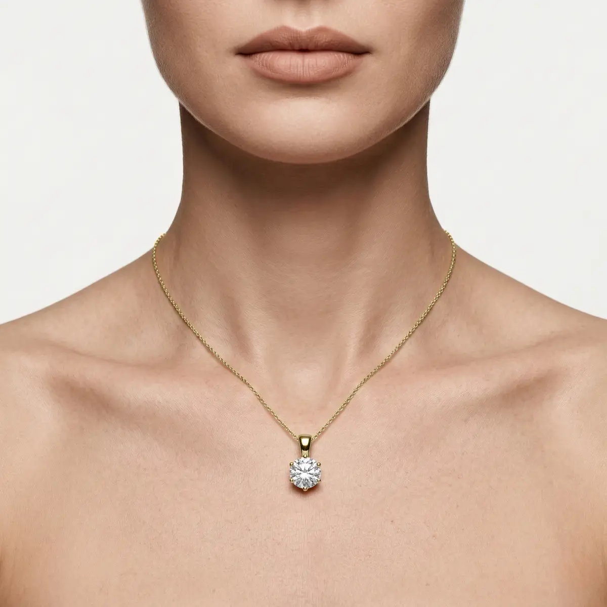 2 Carat Round Lab Grow Diamond Classic 4 Prong Solitair Pendant