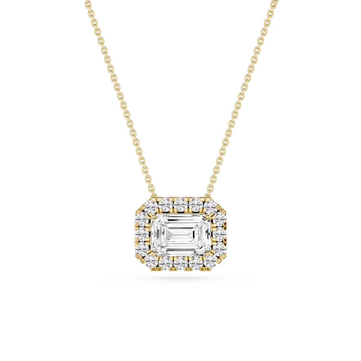 1 CTW Emerald Lab Grown Diamond East West Halo Pendant