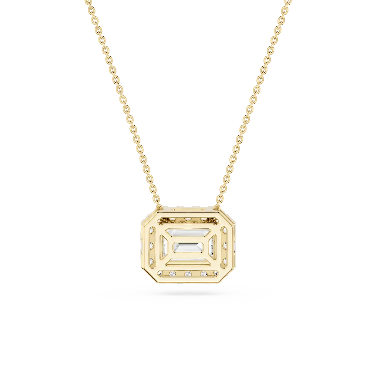 1 CTW Emerald Lab Grown Diamond East West Halo Pendant