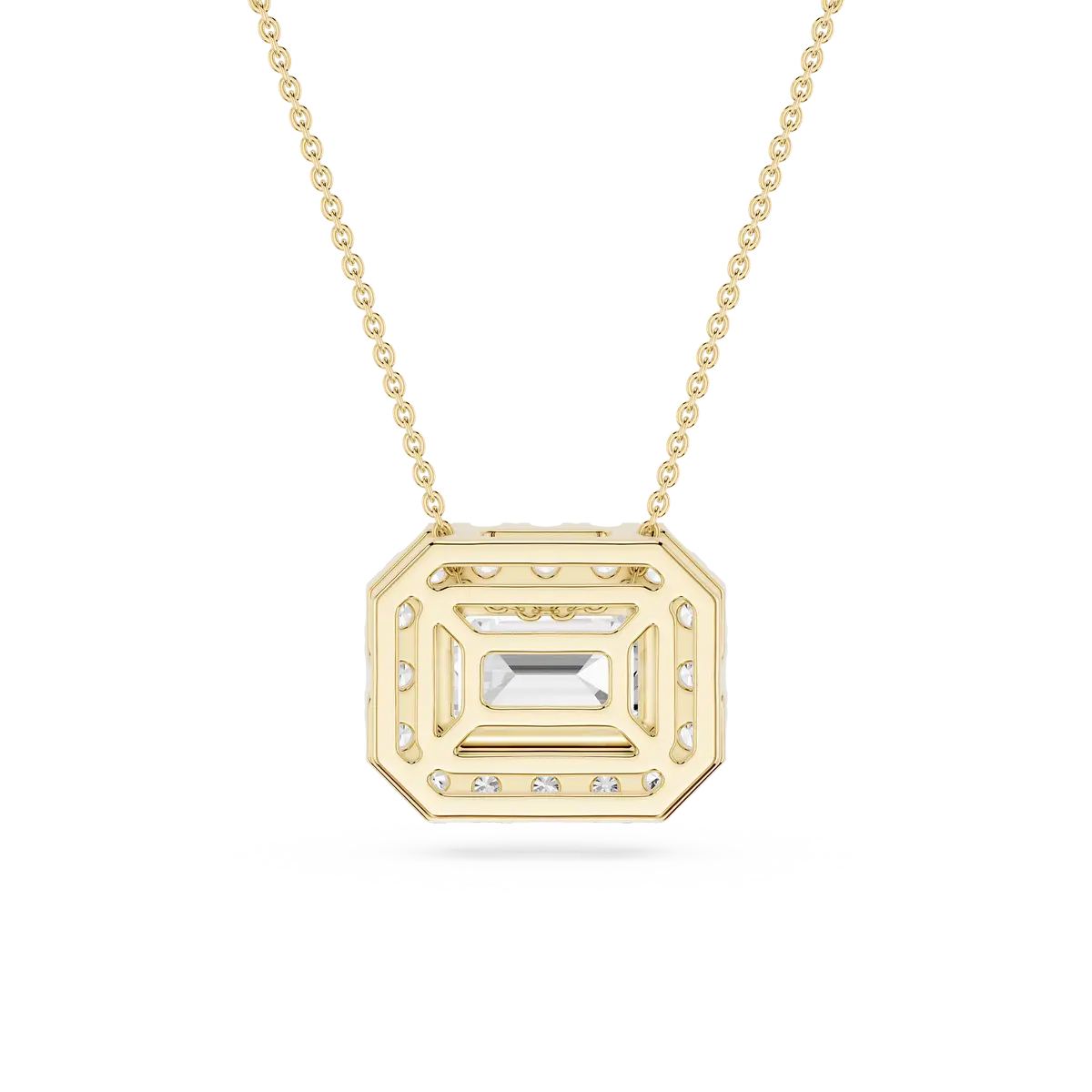 2 CTW Emerald Lab Grown Diamond East West Halo Pendant