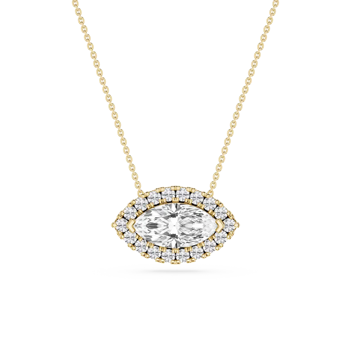 1 CTW Marquise Lab Grown Diamond East West Halo Pendant