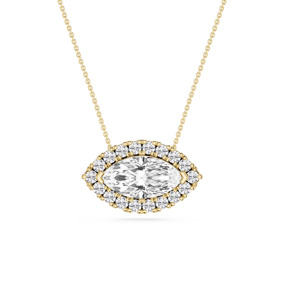 2 CTW Marquise Lab Grown Diamond East West Halo Pendant