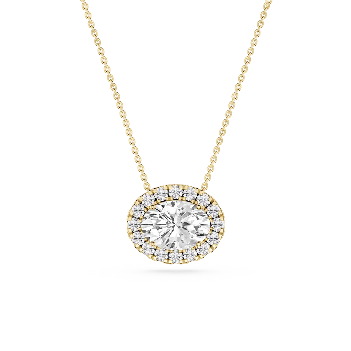 1 CTW Oval Lab Grown Diamond East West Halo Pendant