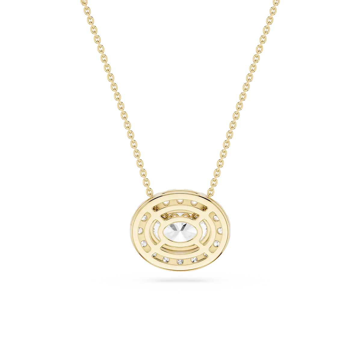 1 CTW Oval Lab Grown Diamond East West Halo Pendant