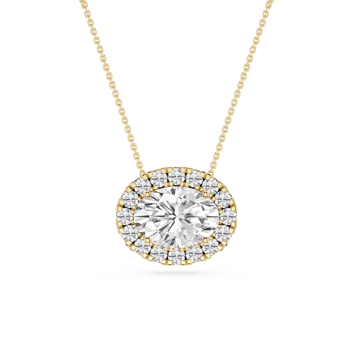 2 CTW Oval Lab Grown Diamond East West Halo Pendant