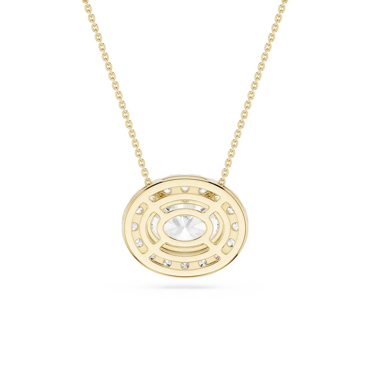 2 CTW Oval Lab Grown Diamond East West Halo Pendant