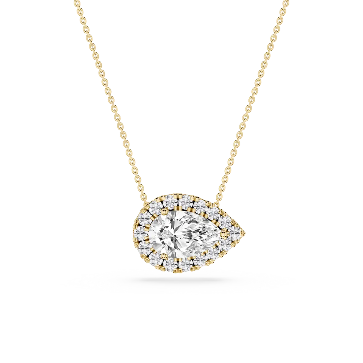 1 CTW Pear Lab Grown Diamond East West Halo Pendant