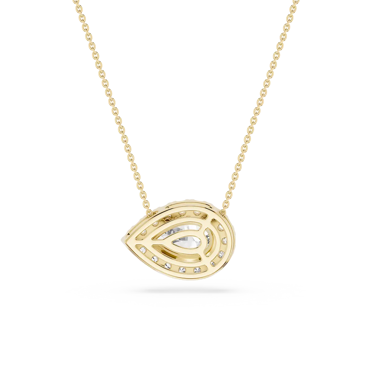 1 CTW Pear Lab Grown Diamond East West Halo Pendant