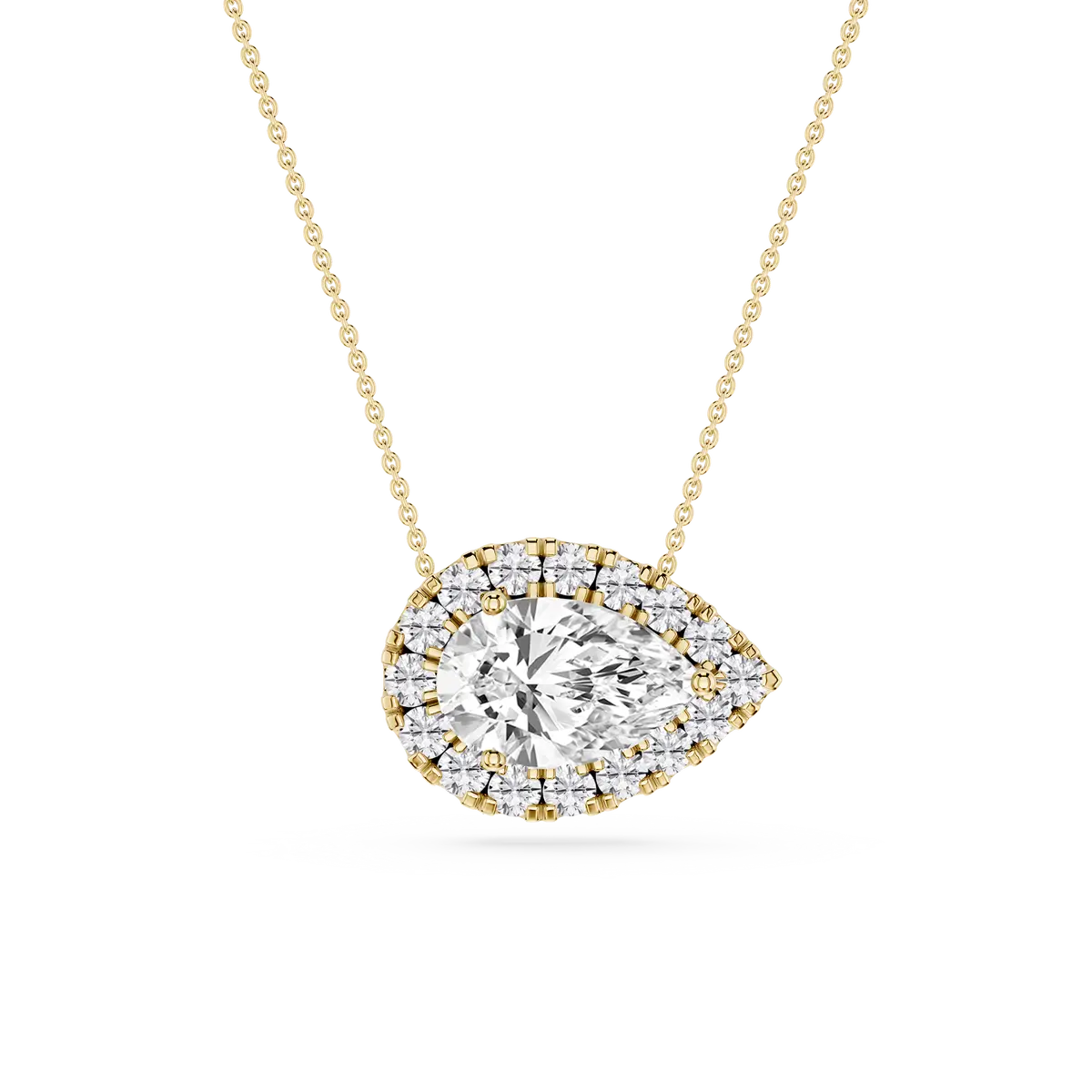 2 CTW Pear Lab Grown Diamond East West Halo Pendant