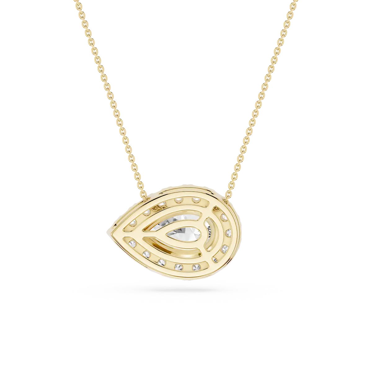 2 CTW Pear Lab Grown Diamond East West Halo Pendant