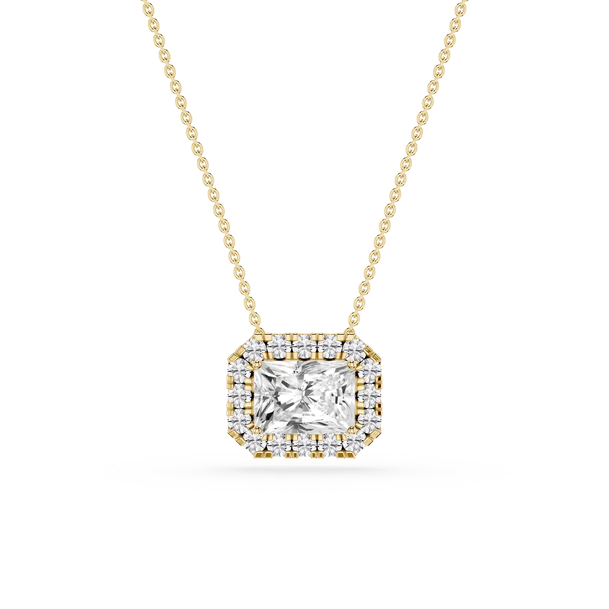 1 CTW Radiant Lab Grown Diamond East West Halo Pendant