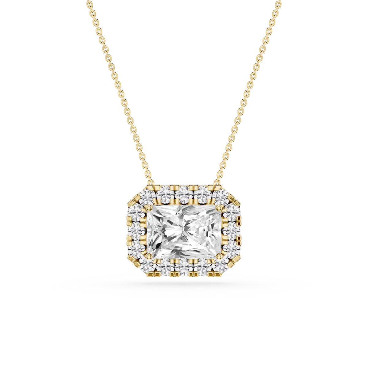2 CTW Radiant Lab Grown Diamond East West Halo Pendant
