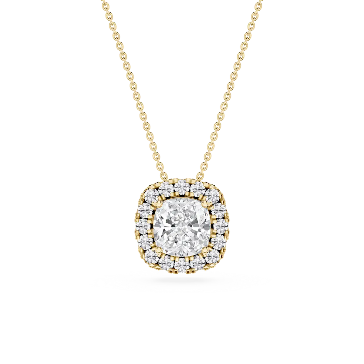 1 CTW Cushion Lab Grown Diamond Halo Pendant