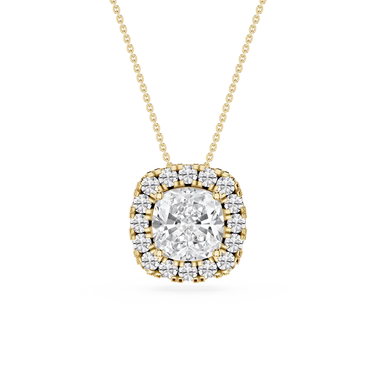 2 CTW Cushion Lab Grown Diamond Halo Pendant
