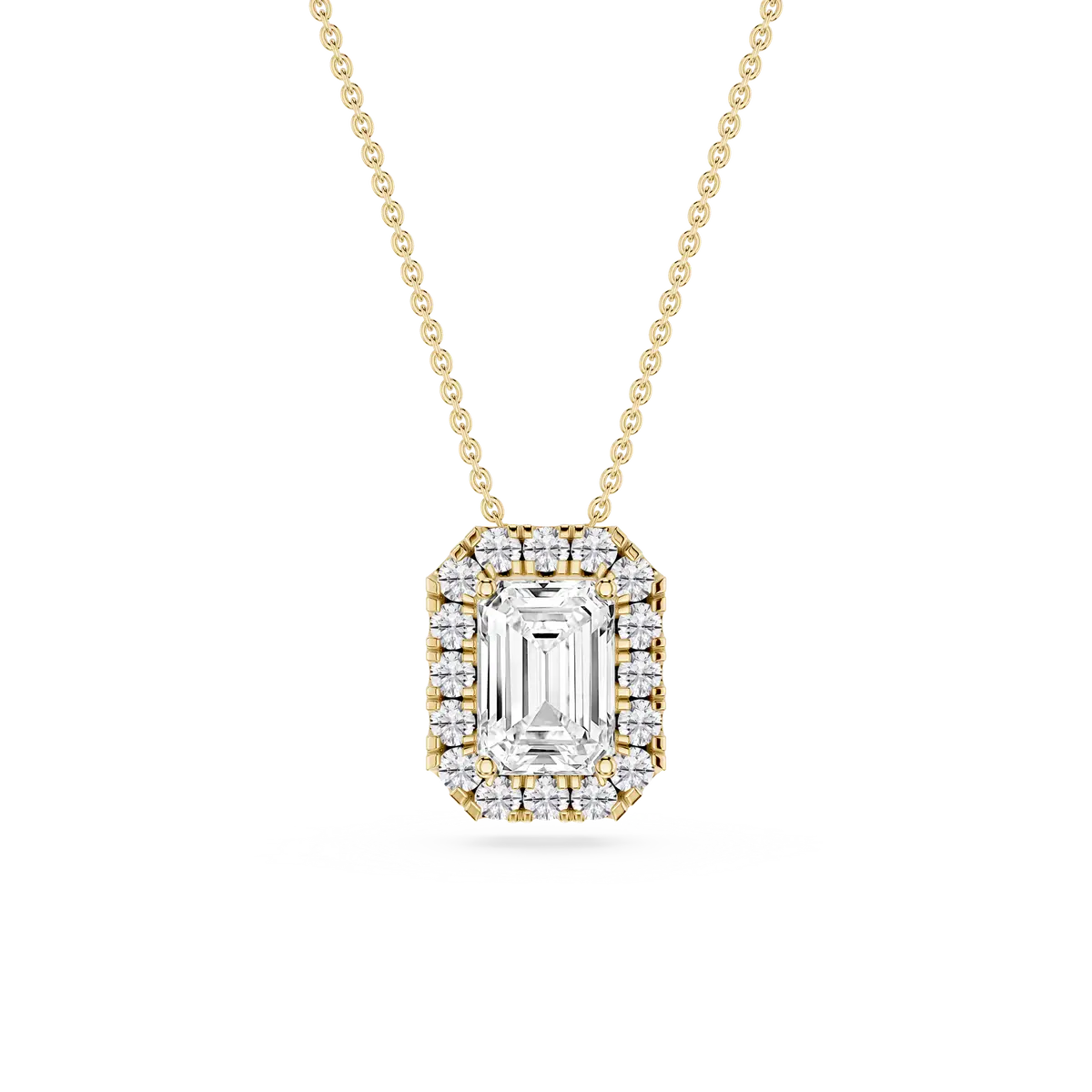 1 CTW Emerald Lab Grown Diamond Halo Pendant