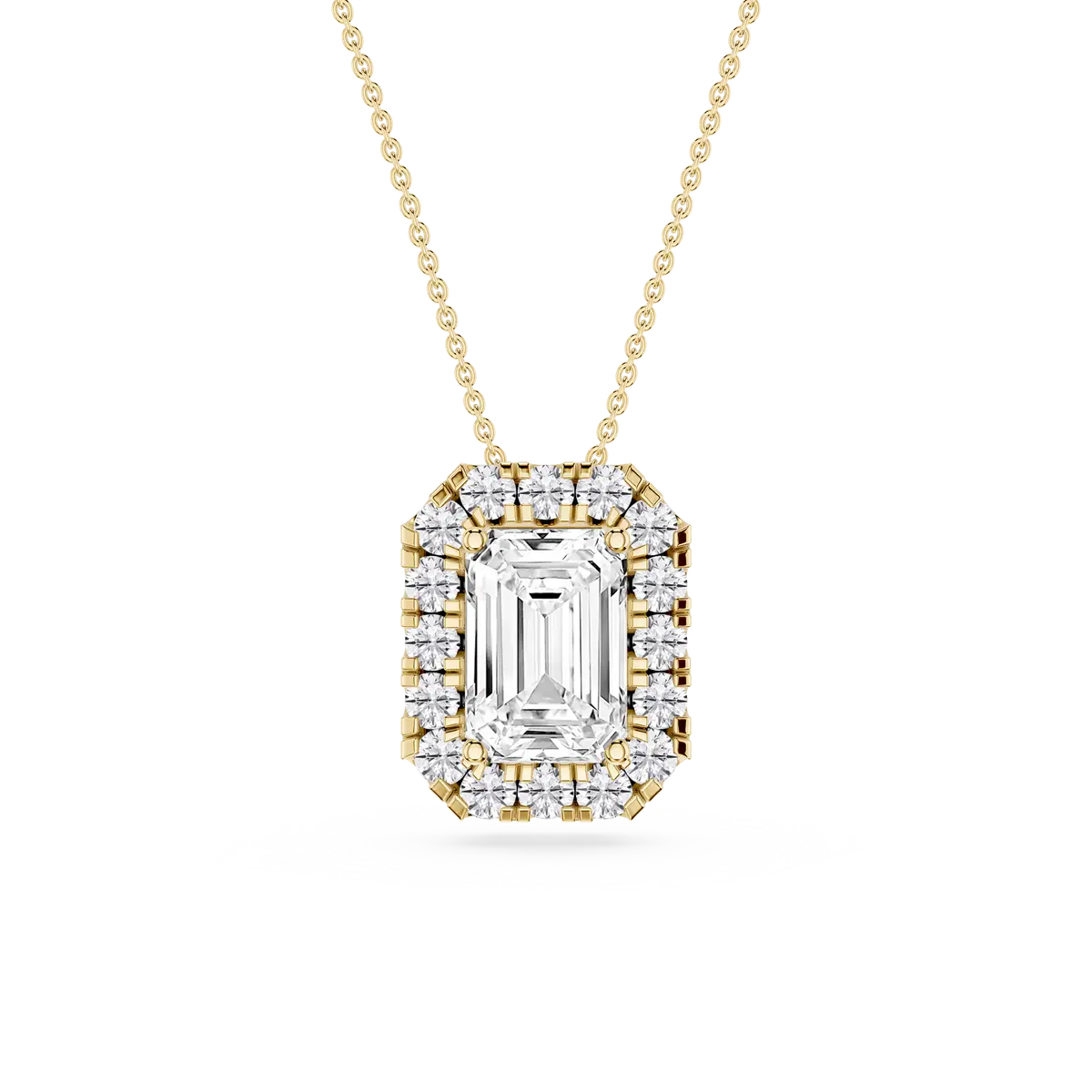 2 CTW Emerald Lab Grown Diamond Halo Pendant
