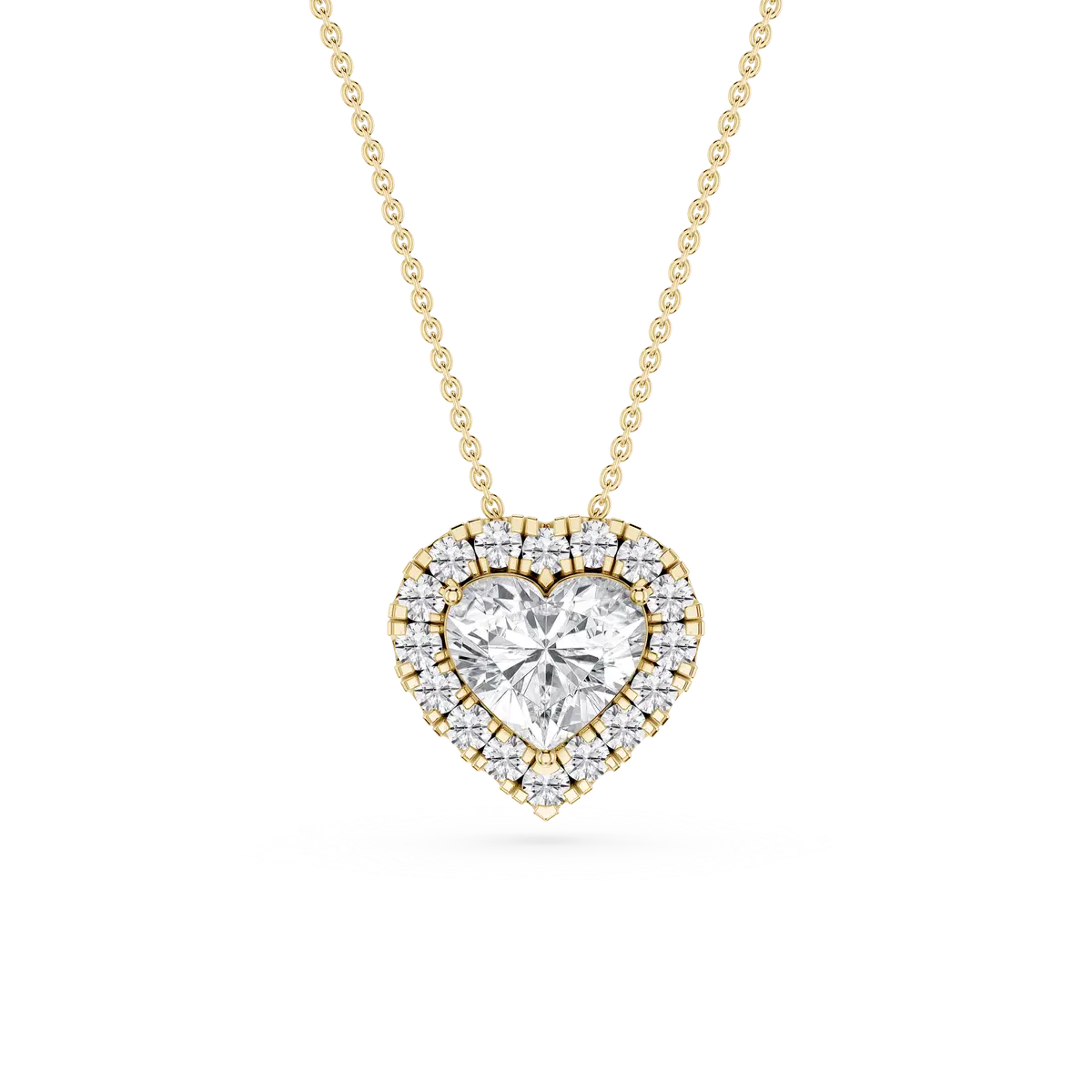 1 CTW Heart Lab Grown Diamond Halo Pendant