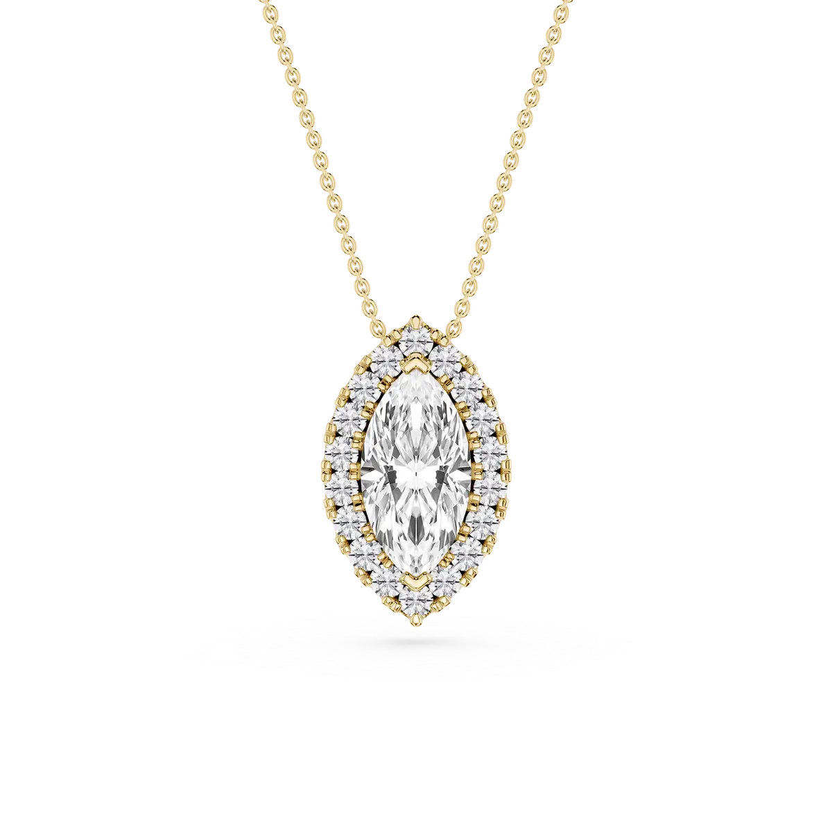 1 CTW Marquise Lab Grown Diamond Halo Pendant