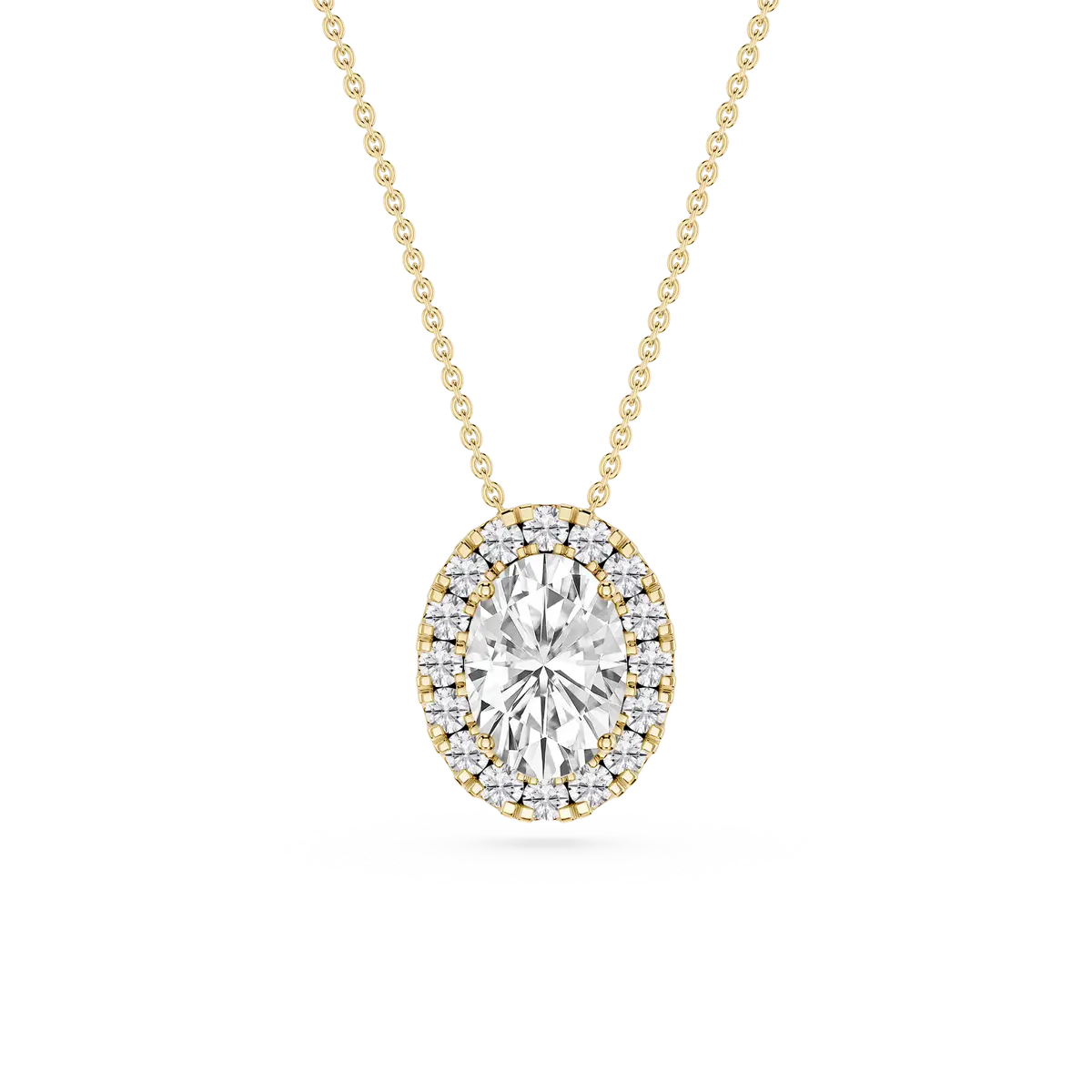 1 CTW Oval Lab Grown Diamond Halo Pendant