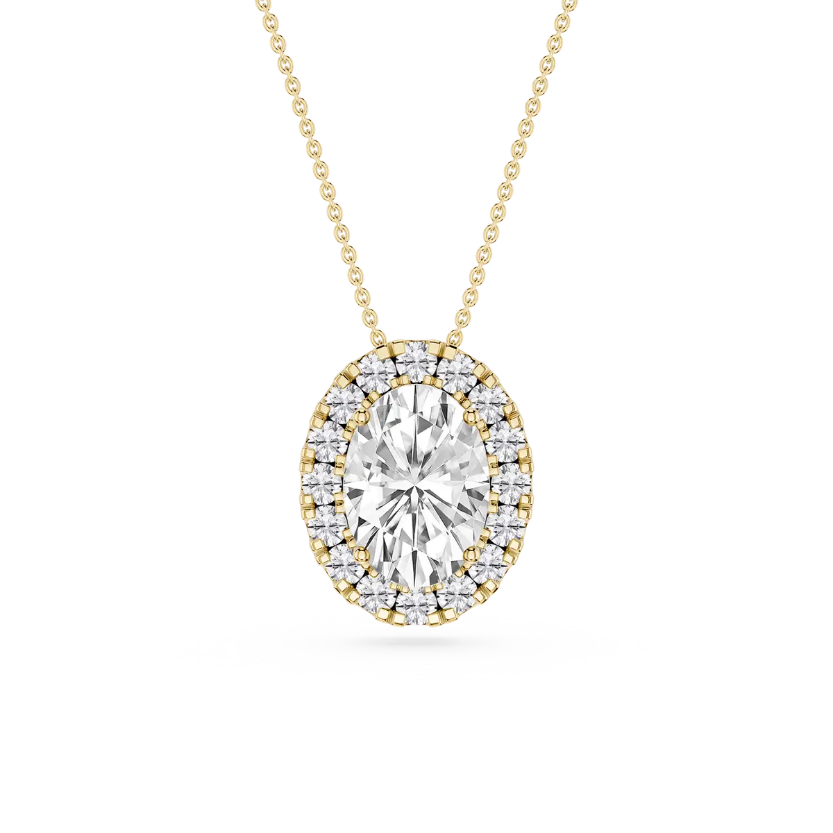 2 CTW Oval Lab Grown Diamond Halo Pendant