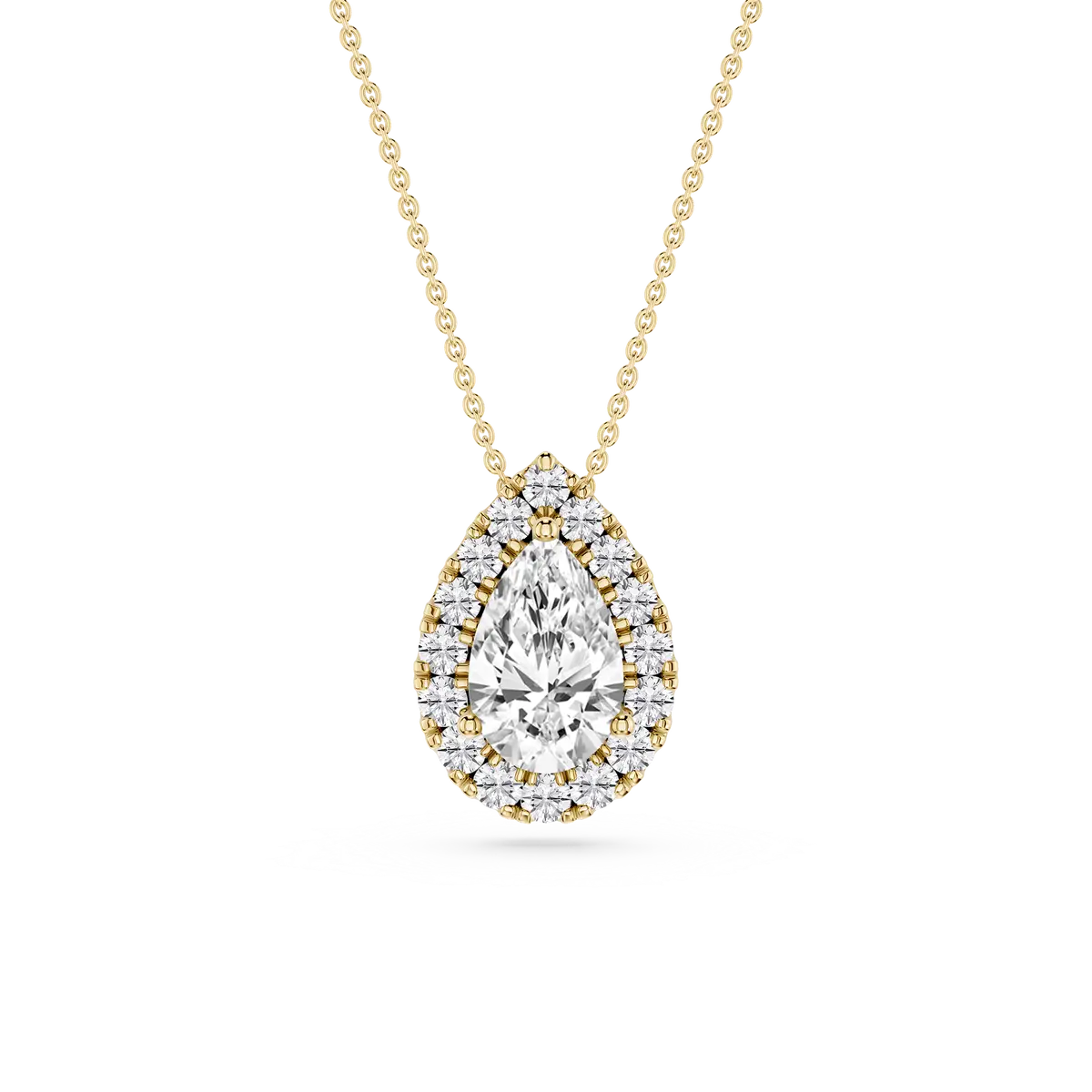 1 CTW Pear Lab Grown Diamond Halo Pendant