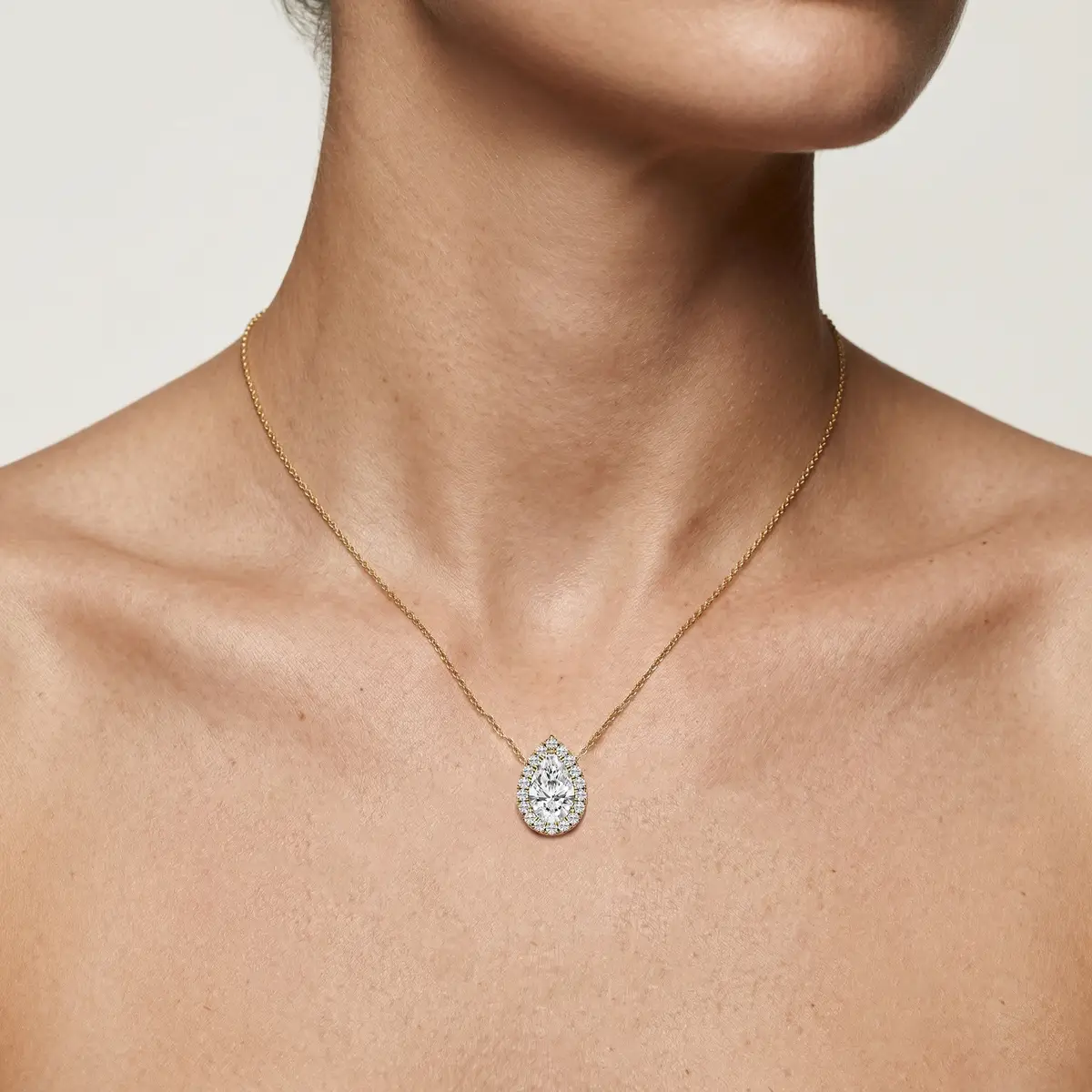 2 CTW Pear Lab Grown Diamond Halo Pendant