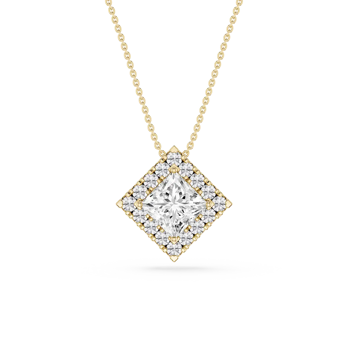 1 CTW Princess Lab Grown Diamond Halo Pendant