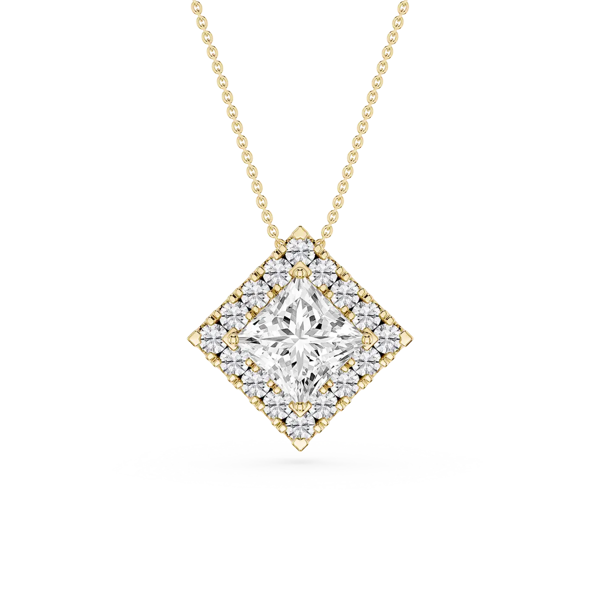 2 CTW Princess Lab Grown Diamond Halo Pendant