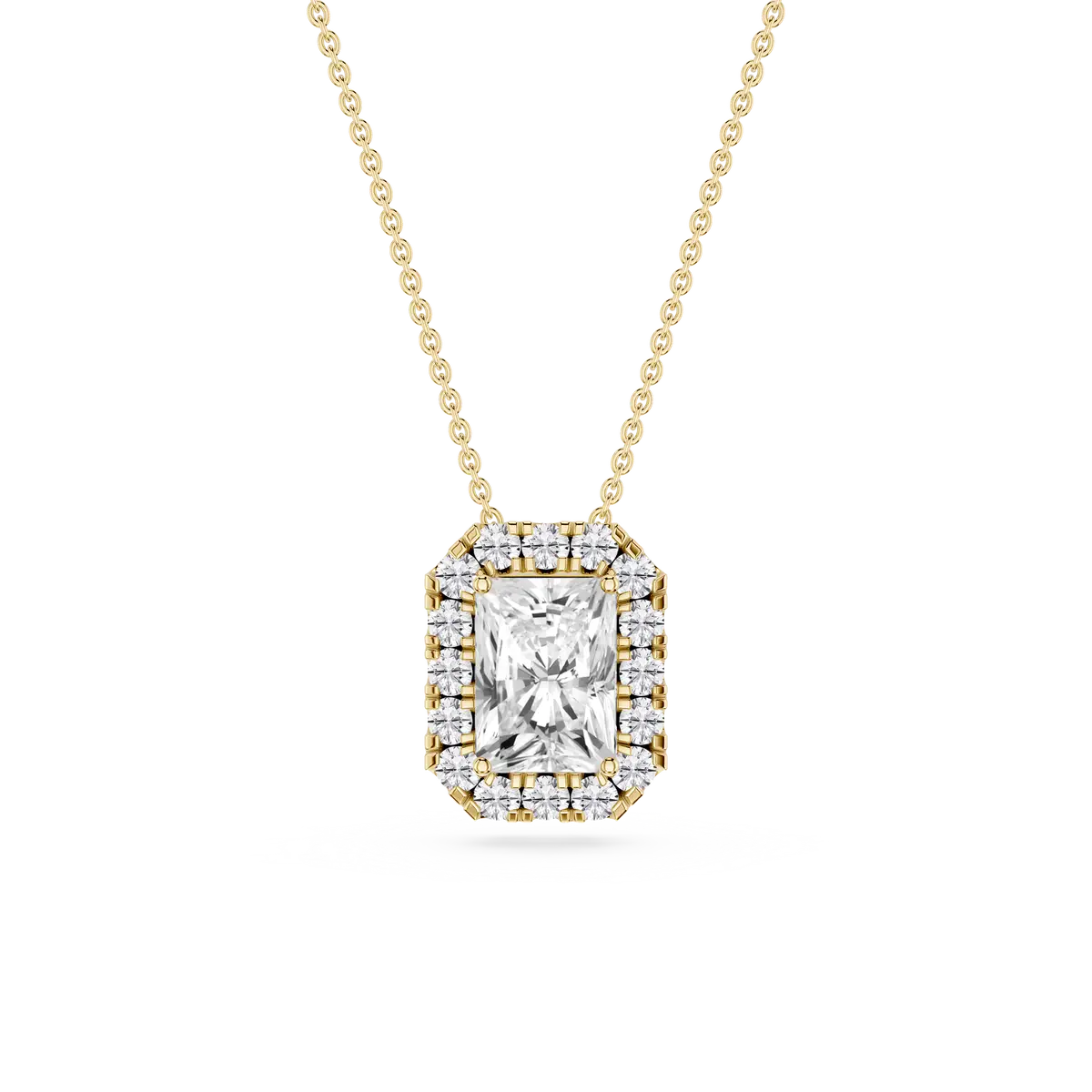 1 CTW Radiant Lab Grown Diamond Halo Pendant