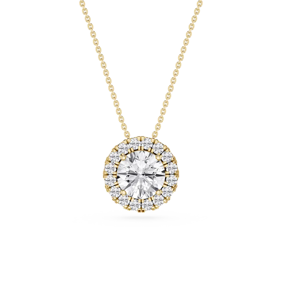 1 CTW Round Lab Grown Diamond Halo Pendant