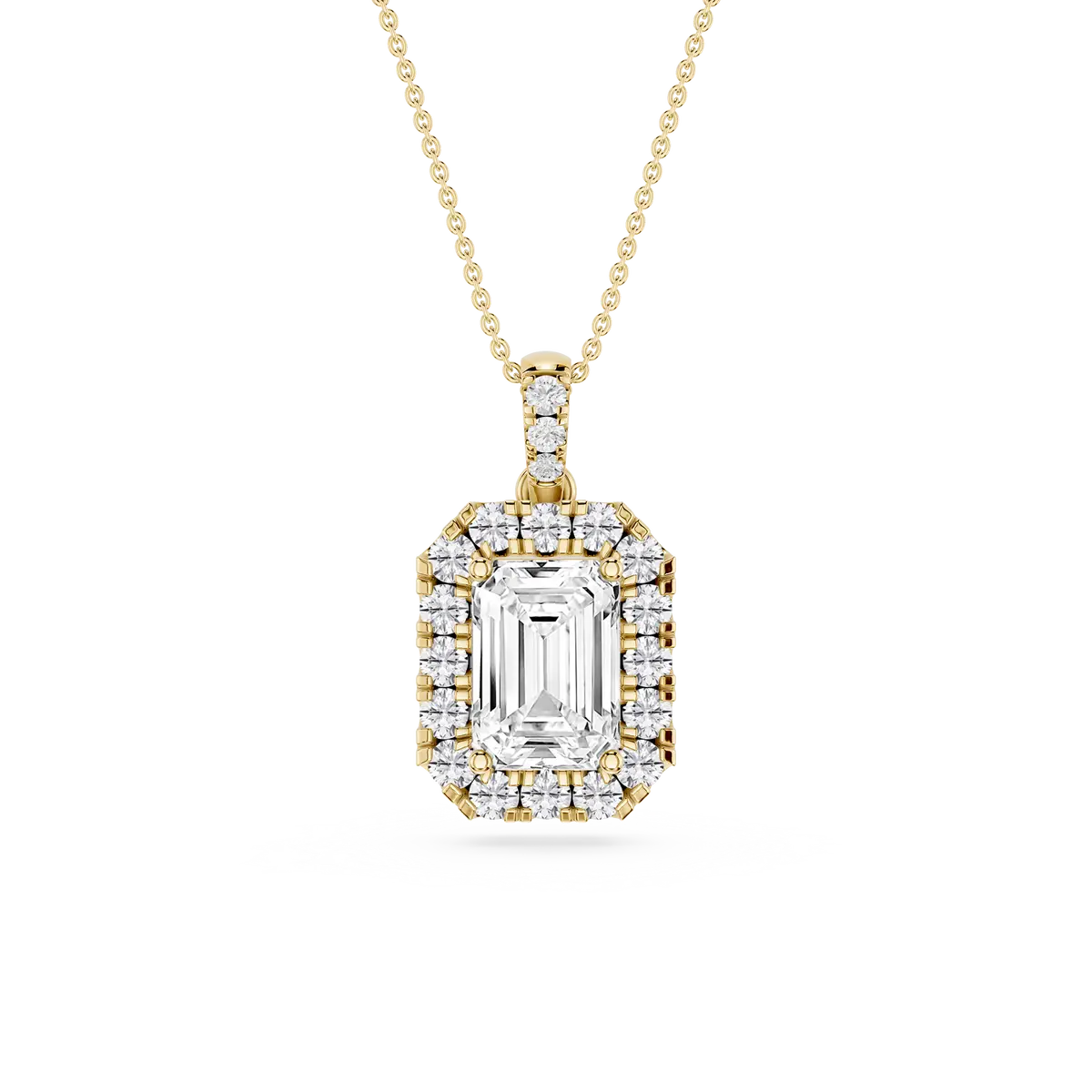 2 CTW Emerald Lab Grown Diamond Halo Single Bail Pendant