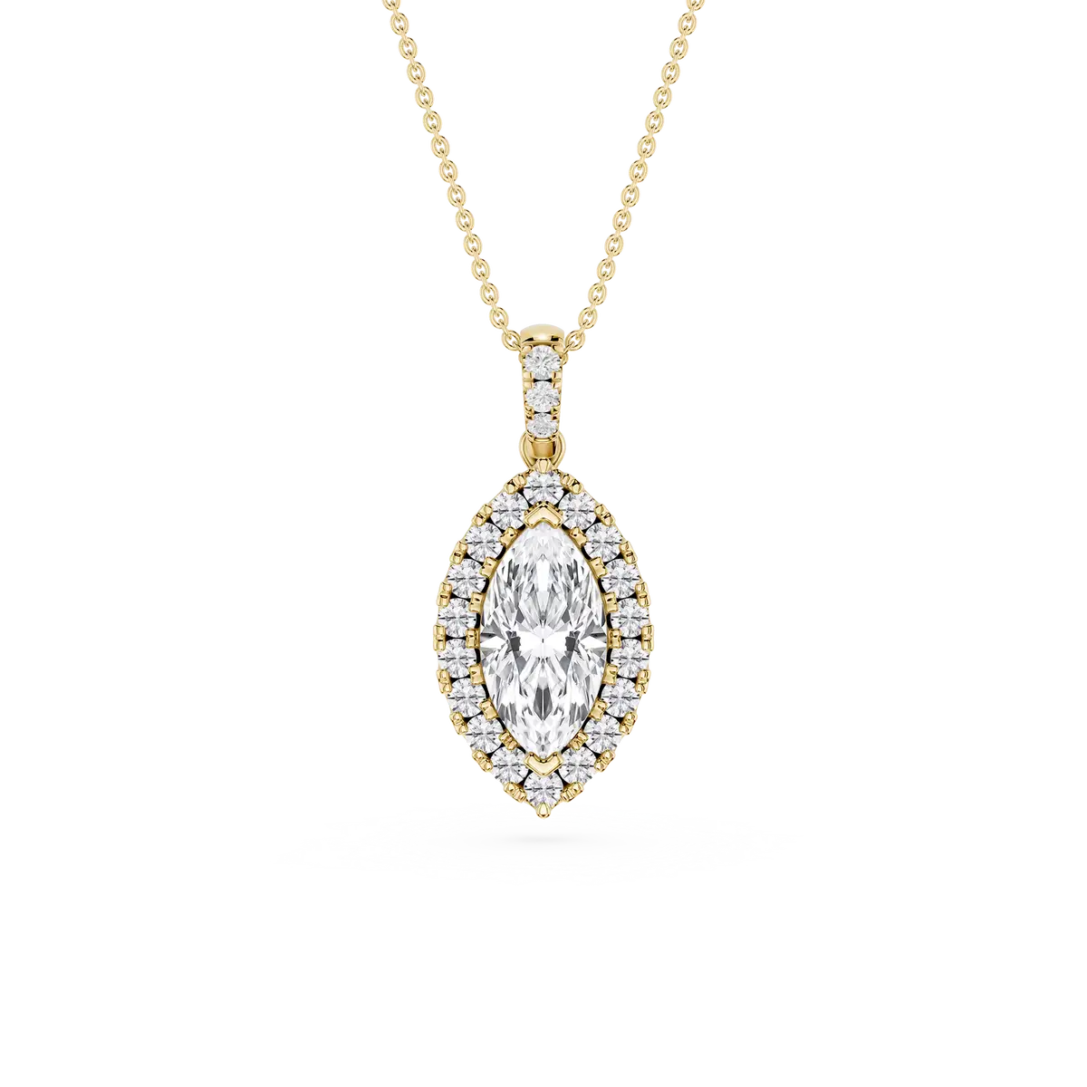 1 CTW Marquise Lab Grown Diamond Halo Single Bail Pendant