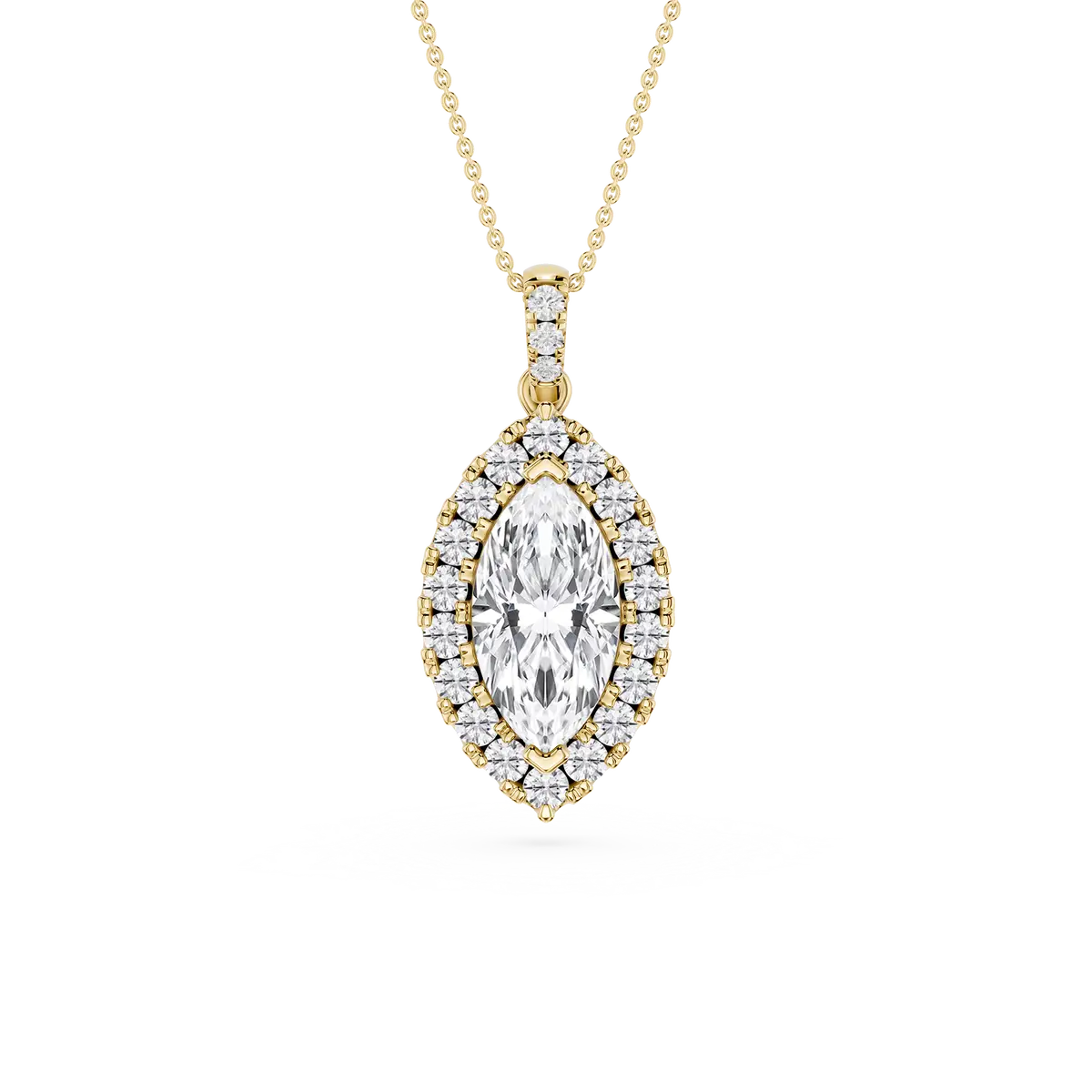 2 CTW Marquise Lab Grown Diamond Halo Single Bail Pendant