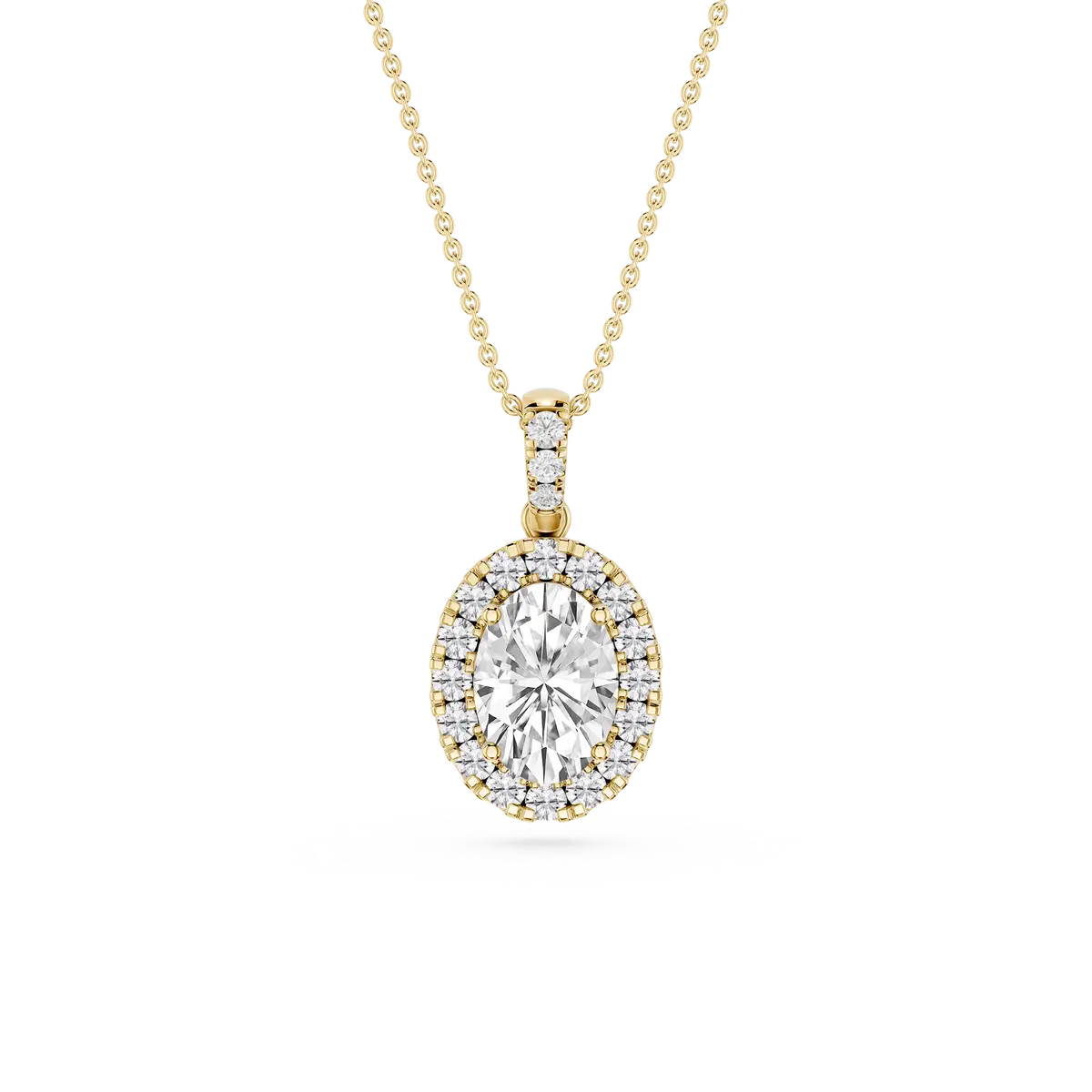 1 CTW Oval Lab Grown Diamond Halo Single Bail Pendant